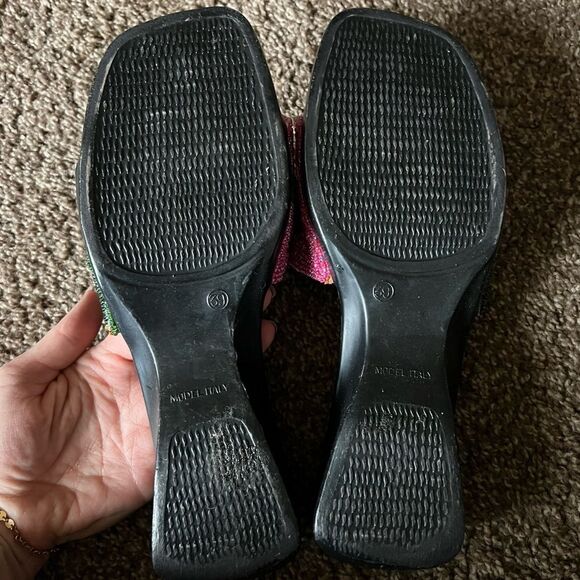 RARE Sequin Italian chunky colorful sandals Size 8.5 iUS / 39 EU GUC - Picture 13 of 16